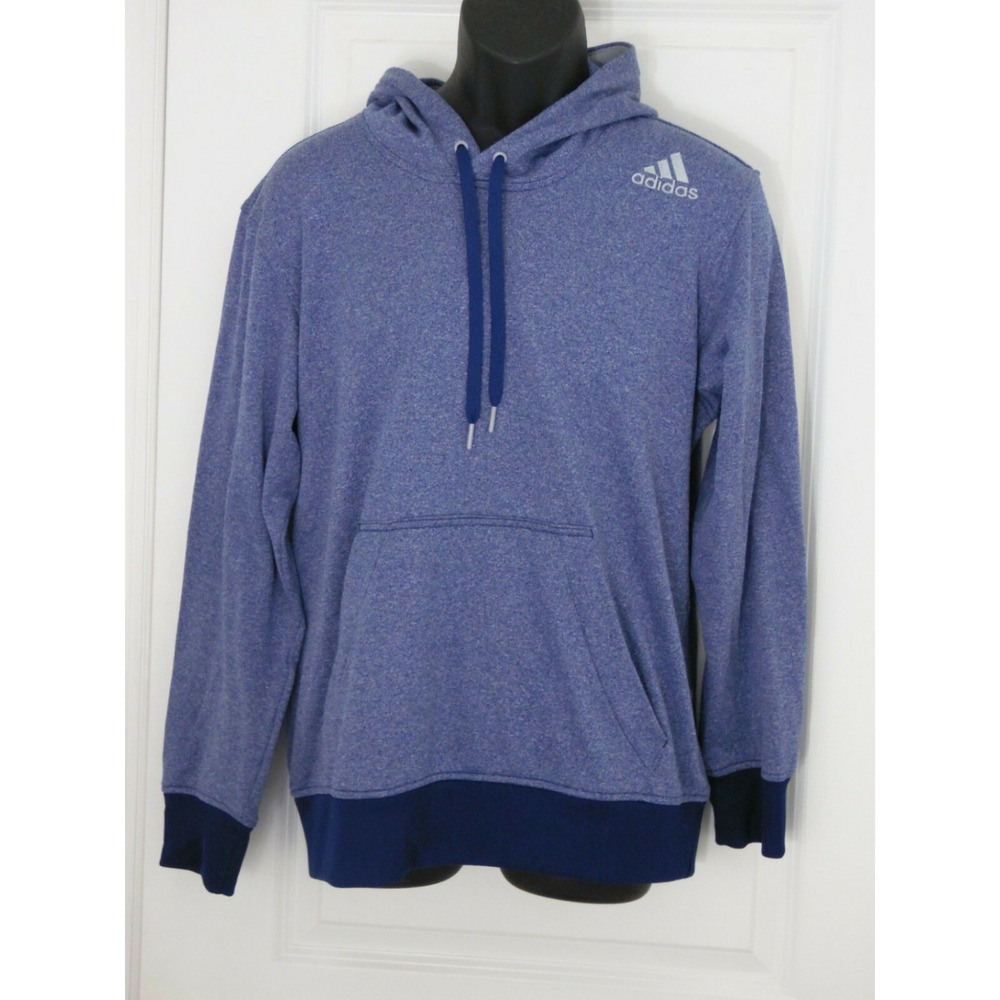 Adidas Mens Blue Long Sleeve Pockets Ultimate Pullover Hoodie Size Large